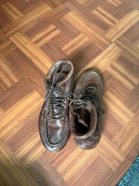 Men's Leather Moc Toe Casual Boots - Brown